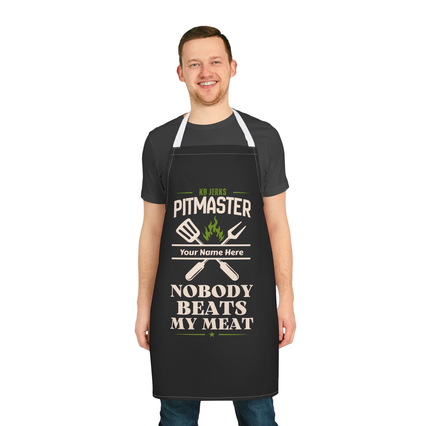 Personalized Pitmaster BBQ Apron - "Nobody Beats My Meat" Grilling Apron