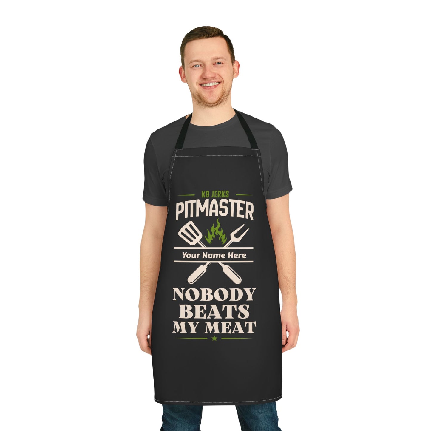 Personalized Pitmaster BBQ Apron - "Nobody Beats My Meat" Grilling Apron